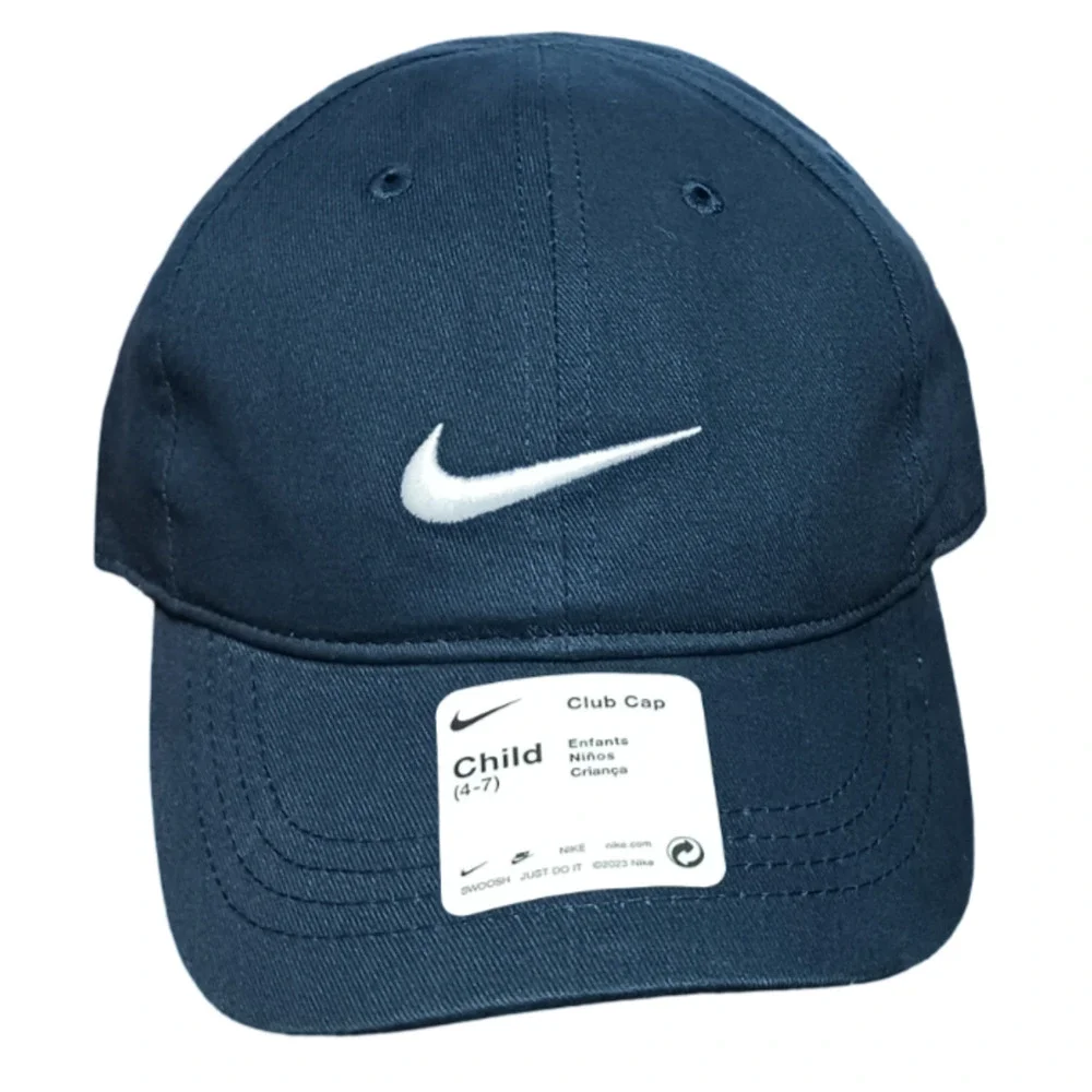 Nike Club Cap Kids Youth Swoosh Adjustable Hat Obsidian White Size 4-7 New